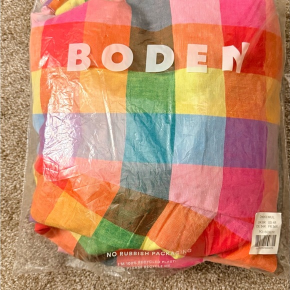 Boden Lola Blouson Rainbow Multi-Gingham Plaid Maxi Dress Women’s US size 4. - Picture 7 of 13